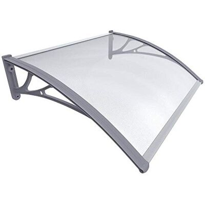 VOUNOT Daszek do drzwi wejściowych 100 x 80 cm, zadaszenie drzwi wejściowych z aluminium i poliwęglanu, przezroczysty daszek łukowy, zadaszenie pulsacyjne, szary VOUNOT Daszek do drzwi wejściowych 100 x 80 cm, zadaszenie drzwi wejściowych z aluminium i poliwęglanu, przezroczysty daszek łukowy, zadaszenie pulsacyjne, szary