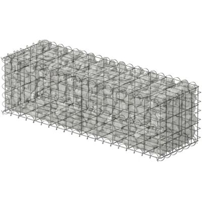 Relaxdays Gabion, osłona ogrodowa, kosz z kamieni, drut 4 mm, srebrny ocynkowane, wymiary: 30x100x30 cm, ścianka z gabionów, stal Relaxdays Gabion, osłona ogrodowa, kosz z kamieni, drut 4 mm, srebrny ocynkowane, wymiary: 30x100x30 cm, ścianka z gabionów, stal