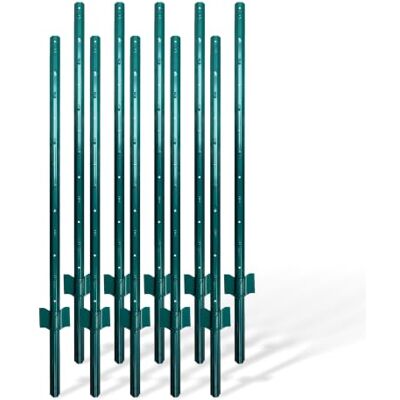 Relaxdays słupki ogrodzeniowe, zestaw 10, do siatki, do wbijania, zielone 90 cm, profil U, do ogrodu, stalowe Relaxdays słupki ogrodzeniowe, zestaw 10, do siatki, do wbijania, zielone 90 cm, profil U, do ogrodu, stalowe