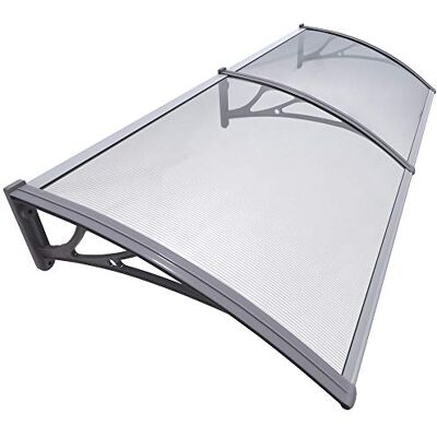 VOUNOT Daszek do drzwi wejściowych 200 x 80 cm, zadaszenie drzwi wejściowych z aluminium i poliwęglanu, przezroczysty daszek łukowy, zadaszenie pulsacyjne, szary VOUNOT Daszek do drzwi wejściowych 200 x 80 cm, zadaszenie drzwi wejściowych z aluminium i poliwęglanu, przezroczysty daszek łukowy, zadaszenie pulsacyjne, szary