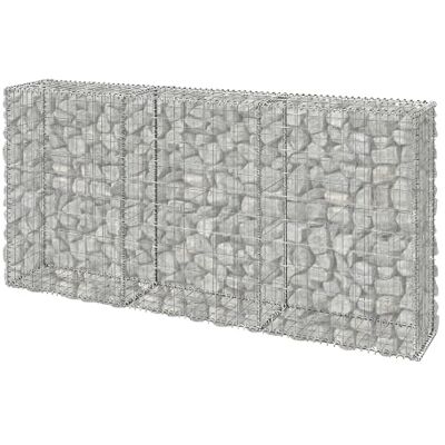 Relaxdays Gabion, osłona ogrodowa, kosz z kamieni, drut 3,5 mm, srebrny ocynkowane, wymiary: 100x200x30 cm, ścianka z gabionów, stal Relaxdays Gabion, osłona ogrodowa, kosz z kamieni, drut 3,5 mm, srebrny ocynkowane, wymiary: 100x200x30 cm, ścianka z gabionów, stal
