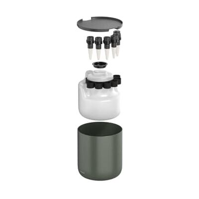 Fiskars Plant Care Watering System Automatyczne nawadnianie roślin, zbiornik 4,4 l i 4 stożki ceramiczne, powlekana stalą, ciemnozielona/czarna, 1075319 Fiskars Plant Care Watering System Automatyczne nawadnianie roślin, zbiornik 4,4 l i 4 stożki ceramiczne, powlekana stalą, ciemnozielona/czarna, 1075319