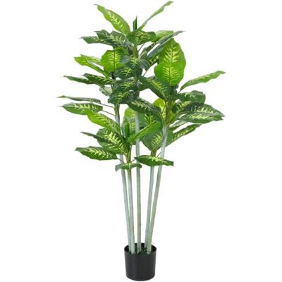 HOMCOM Plante artificielle calathea hauteur 150 cm pot ciment intérieur HOMCOM Plante artificielle calathea hauteur 150 cm pot ciment intérieur