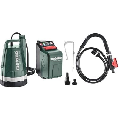 Metabo TPF 18 LTX 2200, Pompa Akumulatorowa do Deszczówki i Czystej Wody Zasysanie płaskie 1-2 mm, wydajność 2200 l/h, do nawadniania ogrodu i piwnic, bez akumulatora i ładowarki Metabo TPF 18 LTX 2200, Pompa Akumulatorowa do Deszczówki i Czystej Wody Zasysanie płaskie 1-2 mm, wydajność 2200 l/h, do nawadniania ogrodu i piwnic, bez akumulatora i ładowarki