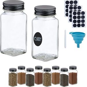 Relaxdays Słoiki na przyprawy, zestaw 10 sztuk, wkład do posypywania, słoiki na przyprawy, 120 ml, z etykietami i lejkami, przezroczyste/czarne Relaxdays Słoiki na przyprawy, zestaw 10 sztuk, wkład do posypywania, słoiki na przyprawy, 120 ml, z etykietami i lejkami, przezroczyste/czarne