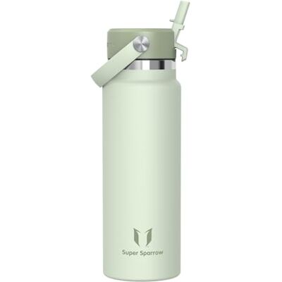 Super Sparrow Butelka Termiczna na Wodę 1L Butelka Nierdzewny Słomką Nieprzeciekająca Bidon, Bez BPA, Zmywarkodporna, SwivelSip, Sport, na Wędrówki Super Sparrow Butelka Termiczna na Wodę 1L Butelka Nierdzewny Słomką Nieprzeciekająca Bidon, Bez BPA, Zmywarkodporna, SwivelSip, Sport, na Wędrówki