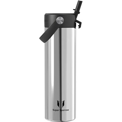 Super Sparrow Butelka Termiczna na Wodę 750ml Butelka Nierdzewny Słomką Nieprzeciekająca Bidon, Bez BPA, Zmywarkodporna, SwivelSip, Szkoła, Sport Super Sparrow Butelka Termiczna na Wodę 750ml Butelka Nierdzewny Słomką Nieprzeciekająca Bidon, Bez BPA, Zmywarkodporna, SwivelSip, Szkoła, Sport