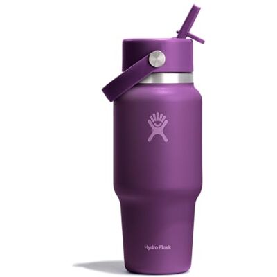 Hydro Flask Szeroka butelka podróżna ze słomką flex 710 ml szczelna, izolowana, kompatybilna z uchwytem na kubek utrzymuje napoje zimne przez 24 godziny elastyczna słomka fioletowa śliwka Hydro Flask Szeroka butelka podróżna ze słomką flex 710 ml szczelna, izolowana, kompatybilna z uchwytem na kubek utrzymuje napoje zimne przez 24 godziny elastyczna słomka fioletowa śliwka