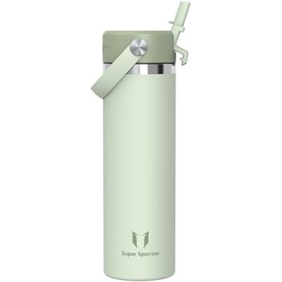 Super Sparrow Butelka Termiczna na Wodę 750ml Butelka Nierdzewny Słomką Nieprzeciekająca Bidon, Bez BPA, Zmywarkodporna, SwivelSip, Szkoła, Sport Super Sparrow Butelka Termiczna na Wodę 750ml Butelka Nierdzewny Słomką Nieprzeciekająca Bidon, Bez BPA, Zmywarkodporna, SwivelSip, Szkoła, Sport
