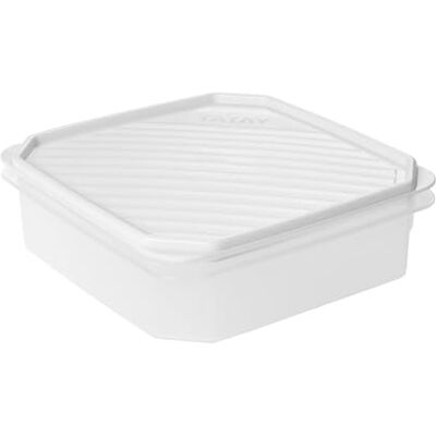 TATAY Szczelny Pojemnik na Żywność Top Flex 1,3 L, 18,5x18,5x6,1 cm Pojemnik na Żywność Pokrywka Wciskana Tworzywo bez BPA Do Mikrofalówki Do Zmywarki Łatwe Czyszczenie, Biały TATAY Szczelny Pojemnik na Żywność Top Flex 1,3 L, 18,5x18,5x6,1 cm Pojemnik na Żywność Pokrywka Wciskana Tworzywo bez BPA Do Mikrofalówki Do Zmywarki Łatwe Czyszczenie, Biały