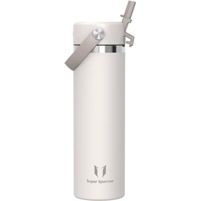 Super Sparrow Butelka Termiczna na Wodę 750ml Butelka Nierdzewny Słomką Nieprzeciekająca Bidon, Bez BPA, Zmywarkodporna, SwivelSip, Szkoła, Sport Super Sparrow Butelka Termiczna na Wodę 750ml Butelka Nierdzewny Słomką Nieprzeciekająca Bidon, Bez BPA, Zmywarkodporna, SwivelSip, Szkoła, Sport