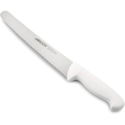 Arcos Nóż do ciasta/nóż do ciasta 25 cm Nitrum stal nierdzewna i ostrze 250 mm, podstawy do cięcia, sekcji i krojenia do ciast, ergonomiczny polipropylen, seria uchwytów 2900, kolor biały Arcos Nóż do ciasta/nóż do ciasta 25 cm Nitrum stal nierdzewna i ostrze 250 mm, podstawy do cięcia, sekcji i krojenia do ciast, ergonomiczny polipropylen, seria uchwytów 2900, kolor biały