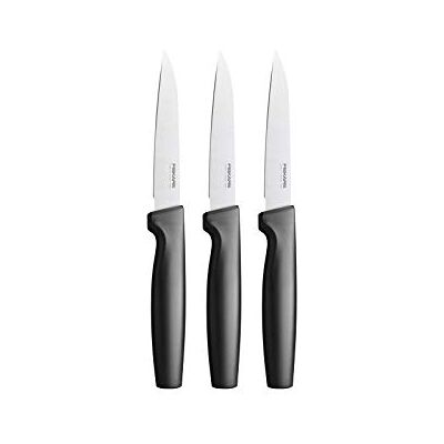 Fiskars Zestaw noży do warzyw, 3-częściowy, Functional Form, Stal nierdzewna/tworzywo sztuczne, Czarny, 1057563 Fiskars Zestaw noży do warzyw, 3-częściowy, Functional Form, Stal nierdzewna/tworzywo sztuczne, Czarny, 1057563