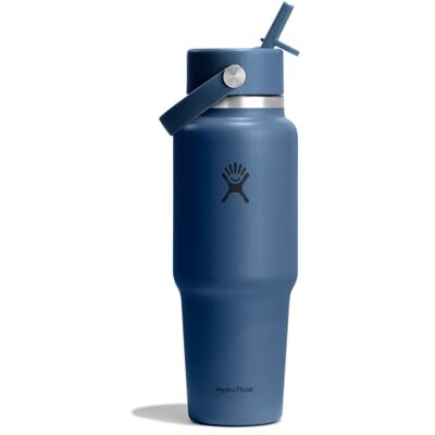 Hydro Flask Butelka podróżna ze stali nierdzewnej, szczelna, pasuje do większości uchwytów na kubki, izolowana, 24 godziny na zimno, szeroki otwór, pasuje do kostek lodu, Harbour Blue Hydro Flask Butelka podróżna ze stali nierdzewnej, szczelna, pasuje do większości uchwytów na kubki, izolowana, 24 godziny na zimno, szeroki otwór, pasuje do kostek lodu, Harbour Blue