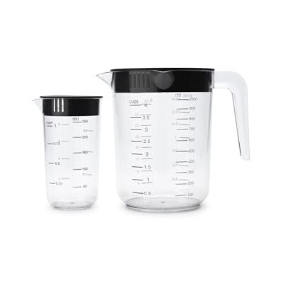 Brabantia Zestaw dzbanków z miarką TASTY+ 2 dzbanki kuchenne z miarką do przechowywania jeden w drugim (250 ml+1000 ml) z pokrywkami do nalewania Dzbanki bez BPA z wygodnym uchwytem Dark Grey Brabantia Zestaw dzbanków z miarką TASTY+ 2 dzbanki kuchenne z miarką do przechowywania jeden w drugim (250 ml+1000 ml) z pokrywkami do nalewania Dzbanki bez BPA z wygodnym uchwytem Dark Grey