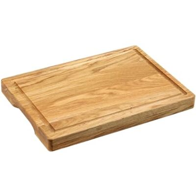 Kesper Deska do krojenia z drewna dębowego, certyfikat FSC, ekstra mocna, 3,5 cm, z zagłębieniem i olejem BIOOFA, 38,5 × 27,5 cm, 49100 Kesper Deska do krojenia z drewna dębowego, certyfikat FSC, ekstra mocna, 3,5 cm, z zagłębieniem i olejem BIOOFA, 38,5 × 27,5 cm, 49100
