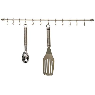KitchenCraft KCRACKDL Naczynia kuchenne, wiszący stojak z 12 haczykami, łatwy montaż, pudełko prezentowe, stal nierdzewna, 52 cm, srebrny KitchenCraft KCRACKDL Naczynia kuchenne, wiszący stojak z 12 haczykami, łatwy montaż, pudełko prezentowe, stal nierdzewna, 52 cm, srebrny