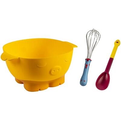 KUHN RIKON Zestaw kuchenny dla dzieci, 3 sztuki, miska do mieszania, trzepaczka do mieszania, łyżka do mieszania, dla dzieci, z motywami zwierzęcymi KUHN RIKON Zestaw kuchenny dla dzieci, 3 sztuki, miska do mieszania, trzepaczka do mieszania, łyżka do mieszania, dla dzieci, z motywami zwierzęcymi
