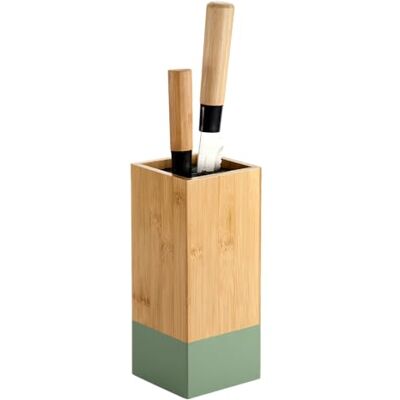 Kesper blok na noże, materiał: bambus, tworzywo sztuczne, wymiary: 10 x 10 cm, wys. : 23 cm, kolor: brązowy, zielony 58031 Kesper blok na noże, materiał: bambus, tworzywo sztuczne, wymiary: 10 x 10 cm, wys. : 23 cm, kolor: brązowy, zielony 58031