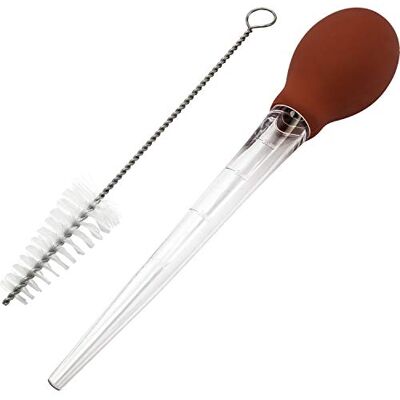 Westmark Pipeta ze szczoteczką czyszczącą, Długość: 28 cm, Tworzywo sztuczne, Czerwona/Przezroczysta, 15252270 Westmark Pipeta ze szczoteczką czyszczącą, Długość: 28 cm, Tworzywo sztuczne, Czerwona/Przezroczysta, 15252270