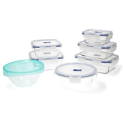 Luminarc Pure Box Active zestaw 7 szklanych hermetycznych pojemników, bardzo trwały, zawór do mikrofalówki BPA Luminarc Pure Box Active zestaw 7 szklanych hermetycznych pojemników, bardzo trwały, zawór do mikrofalówki BPA