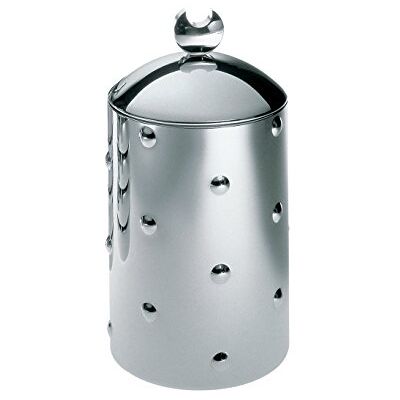Alessi Kalistò 1 CB01 puszka kuchenna ze stali nierdzewnej 18/10 z guzikiem z aluminium, 114 cl, srebrna Alessi Kalistò 1 CB01 puszka kuchenna ze stali nierdzewnej 18/10 z guzikiem z aluminium, 114 cl, srebrna