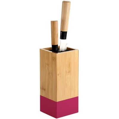 Kesper blok na noże, materiał: bambus, tworzywo sztuczne, wymiary: 10 x 10 cm, wys. : 23 cm, kolor: brązowy, jagodowy 58034 Kesper blok na noże, materiał: bambus, tworzywo sztuczne, wymiary: 10 x 10 cm, wys. : 23 cm, kolor: brązowy, jagodowy 58034