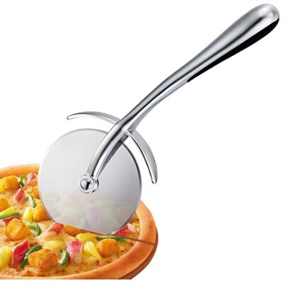 SURFOU Nóż do pizzy, stal nierdzewna, średnica 6,5 cm, długość 18 cm, nóż do pizzy, do kuchni, gofrów, ciasta i wielu innych, łatwy do cięcia i czyszczenia SURFOU Nóż do pizzy, stal nierdzewna, średnica 6,5 cm, długość 18 cm, nóż do pizzy, do kuchni, gofrów, ciasta i wielu innych, łatwy do cięcia i czyszczenia