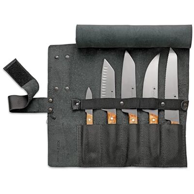 Dick F. Skórzana torba zwijana "VIVUM" (5-częściowy, mały nóż biurowy, Santoku ze szlifem kulkowym, klasyczny nóż szefa kuchni, nóż BBQ, nóż ASADOR, nóż do chleba) 83668000-01 Dick F. Skórzana torba zwijana "VIVUM" (5-częściowy, mały nóż biurowy, Santoku ze szlifem kulkowym, klasyczny nóż szefa kuchni, nóż BBQ, nóż ASADOR, nóż do chleba) 83668000-01