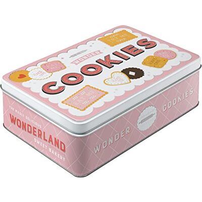 ART Retro puszka płaska, 2,5 l, Wonder Cookies – Pomysł na prezent do kuchni, pojemnik na ciastka z metalu, Styl vintage ART Retro puszka płaska, 2,5 l, Wonder Cookies – Pomysł na prezent do kuchni, pojemnik na ciastka z metalu, Styl vintage