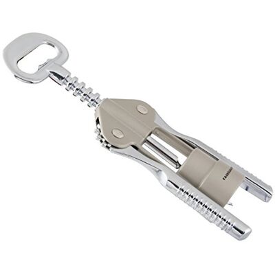 FACKELMANN 49456, Otwieracz do wina/prosecco, korkociąg do korka z tworzywa sztucznego, nóż kelnerski z otwieraczem do butelek, 23 x 5 x 5 cm, kolor: srebrny/beżowy FACKELMANN 49456, Otwieracz do wina/prosecco, korkociąg do korka z tworzywa sztucznego, nóż kelnerski z otwieraczem do butelek, 23 x 5 x 5 cm, kolor: srebrny/beżowy