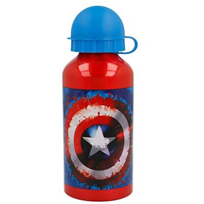 Stor Capitain America aluminiowa butelka dla dzieci, butelka na wodę wielokrotnego użytku, 400 ml Stor Capitain America aluminiowa butelka dla dzieci, butelka na wodę wielokrotnego użytku, 400 ml