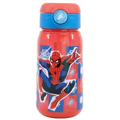 Stor Spider-man butelka na wodę dla dzieci, tworzywo sztuczne, 510 ml, z korkiem i słomką Stor Spider-man butelka na wodę dla dzieci, tworzywo sztuczne, 510 ml, z korkiem i słomką