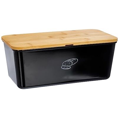Kesper 58091 chlebak z deską do krojenia, kolor czarny/pojemnik na chleb, 36 x 20 x 14 cm Kesper 58091 chlebak z deską do krojenia, kolor czarny/pojemnik na chleb, 36 x 20 x 14 cm