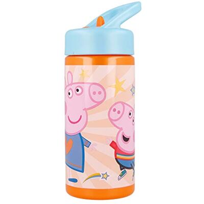 Stor Sportowa butelka na wodę ze słomką i wbudowanym uchwytem Peppa Pig 410 ml Stor Sportowa butelka na wodę ze słomką i wbudowanym uchwytem Peppa Pig 410 ml