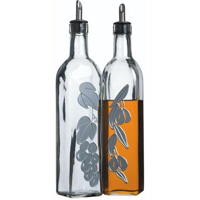 KitchenCraft World of Flavours zestaw butelek na olej i ocet z dekoracyjnym wzorem, 500 ml KitchenCraft World of Flavours zestaw butelek na olej i ocet z dekoracyjnym wzorem, 500 ml