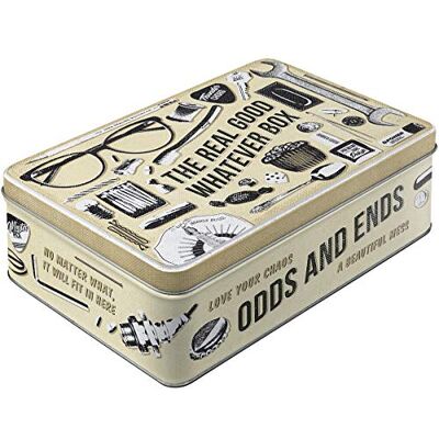 ART Retro puszka płaska, 2,5 l, Whatever Odds & Ends Box – Pomysł na prezent do domu, metalowy pojemnik z pokrywką, Styl vintage ART Retro puszka płaska, 2,5 l, Whatever Odds & Ends Box – Pomysł na prezent do domu, metalowy pojemnik z pokrywką, Styl vintage