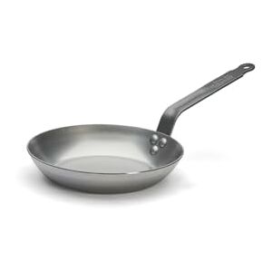 DE BUYER 5110.22 Okrągły kubek Lyonnaise "Carbon Plus" Nitowany pióro ogonowe Biała blacha stalowa średnica 22 cm DE BUYER 5110.22 Okrągły kubek Lyonnaise "Carbon Plus" Nitowany pióro ogonowe Biała blacha stalowa średnica 22 cm
