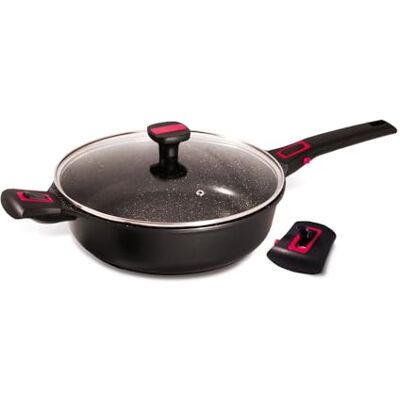 Baumalu , Granit Pro Sauteuse ze szklaną pokrywą 24 cm nieprzywierająca powłoka ceramiczna, odporna na odkształcenia, kompatybilna z kuchenkami gazowymi, indukcyjnymi i elektrycznymi, zdejmowany Baumalu , Granit Pro Sauteuse ze szklaną pokrywą 24 cm nieprzywierająca powłoka ceramiczna, odporna na odkształcenia, kompatybilna z kuchenkami gazowymi, indukcyjnymi i elektrycznymi, zdejmowany