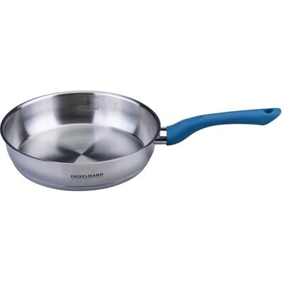 FACKELMANN Patelnia Essential średnica 24 cm wykonana z Optymalnej jakości stali nierdzewnej 18/10, ergonomiczny uchwyt bakelitowy, uniwersalna FACKELMANN Patelnia Essential średnica 24 cm wykonana z Optymalnej jakości stali nierdzewnej 18/10, ergonomiczny uchwyt bakelitowy, uniwersalna