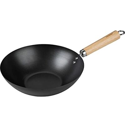 FACKELMANN Patelnia wok 26 cm – wok do gotowania, duszenia i smażenia – nadaje się do kuchenek gazowych, ceramicznych i elektrycznych – wysokiej jakości uchwyt z drewna akacjowego FACKELMANN Patelnia wok 26 cm – wok do gotowania, duszenia i smażenia – nadaje się do kuchenek gazowych, ceramicznych i elektrycznych – wysokiej jakości uchwyt z drewna akacjowego