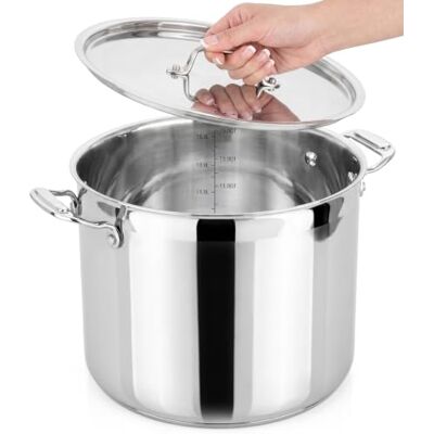 NutriChef Garnek Ze Stali Nierdzewnej 18/8, Z Pokrywką, Pojemność 15L, Duży I Wytrzymały, Odpowiedni Do Indukcji NutriChef Garnek Ze Stali Nierdzewnej 18/8, Z Pokrywką, Pojemność 15L, Duży I Wytrzymały, Odpowiedni Do Indukcji