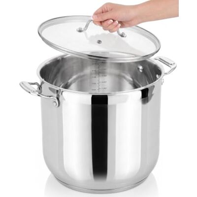 NutriChef Garnek magazynowy ze stali nierdzewnej 19 Quart – 18/8 stal nierdzewna klasy spożywczej o dużej wytrzymałości indukcyjna duży magazyn garnków, garnek do duszenia, garnek do zupy z przezroczystą pokrywką, nadaje się do mycia w zmywarce – NCSP20 NutriChef Garnek magazynowy ze stali nierdzewnej 19 Quart – 18/8 stal nierdzewna klasy spożywczej o dużej wytrzymałości indukcyjna duży magazyn garnków, garnek do duszenia, garnek do zupy z przezroczystą pokrywką, nadaje się do mycia w zmywarce – NCSP20