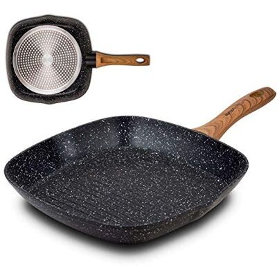 NAVA Patelnia do grillowania NATURE z powłoką granitową kwadratowa 28 x 28 cm do kuchenek gazowych indukcyjnych NAVA Patelnia do grillowania NATURE z powłoką granitową kwadratowa 28 x 28 cm do kuchenek gazowych indukcyjnych