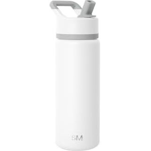 Simple Modern Butelka na wodę dla dzieci ze słomką, szczelna, izolowana butelka ze stali nierdzewnej dla dziewcząt, chłopców, kolekcja Summit, 530 ml, zimowa biel Simple Modern Butelka na wodę dla dzieci ze słomką, szczelna, izolowana butelka ze stali nierdzewnej dla dziewcząt, chłopców, kolekcja Summit, 530 ml, zimowa biel