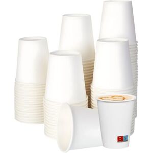 ECOVELO Jednorazowe białe papierowe kubki Trwałe, termiczne do cappuccino, herbaty ziołowej, herbaty, koktajli na wynos Ekologiczne, kompostowalne, nadające się do recyklingu do baru, na imprezy, biura ECOVELO Jednorazowe białe papierowe kubki Trwałe, termiczne do cappuccino, herbaty ziołowej, herbaty, koktajli na wynos Ekologiczne, kompostowalne, nadające się do recyklingu do baru, na imprezy, biura