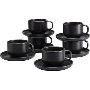 Creatable , 25257, seria Uno Black, 12-częściowy zestaw naczyń dla 6 osób, zestaw filiżanek z kamionki, nadaje się do mycia w zmywarce i używania w kuchence mikrofalowej, wyprodukowano w Portugalii Creatable , 25257, seria Uno Black, 12-częściowy zestaw naczyń dla 6 osób, zestaw filiżanek z kamionki, nadaje się do mycia w zmywarce i używania w kuchence mikrofalowej, wyprodukowano w Portugalii