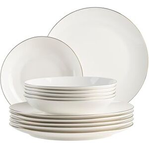 MÄSER Seria Felise, elegancki serwis obiadowy, zastawa stołowa dla 6 osób, elegancka, ponadczasowa, ze złotą krawędzią, porcelana, biała MÄSER Seria Felise, elegancki serwis obiadowy, zastawa stołowa dla 6 osób, elegancka, ponadczasowa, ze złotą krawędzią, porcelana, biała