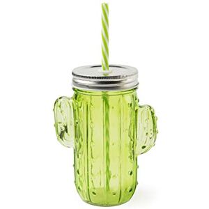 Excelsa Kubek kaktusowy ze słomką wielokrotnego użytku, pojemność 425 ml, szkło Excelsa Kubek kaktusowy ze słomką wielokrotnego użytku, pojemność 425 ml, szkło