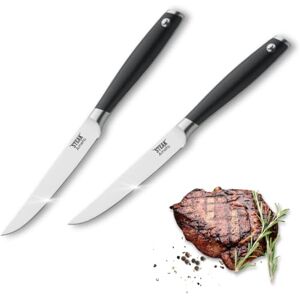 Amefa ENDERFIRE Steakmesser Zestaw 2-częściowy Steakmesser z plastikowym uchwytem Schwarz Wellenschliff Messer Spezialklingenstahl lakier na wysoki połysk z etui, akcesoria do grilla, zestaw Amefa ENDERFIRE Steakmesser Zestaw 2-częściowy Steakmesser z plastikowym uchwytem Schwarz Wellenschliff Messer Spezialklingenstahl lakier na wysoki połysk z etui, akcesoria do grilla, zestaw